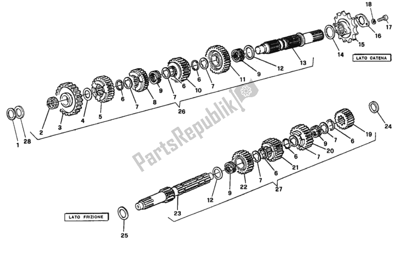 Toutes les pièces pour le Boîte De Vitesses du Ducati Supersport 750 SS 1995